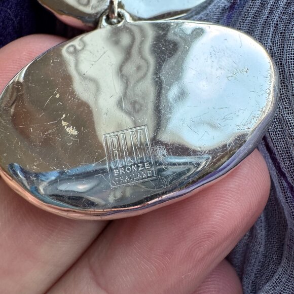 Robert Lee Morris RLM Necklace Modernist White Bronze Oval Pendant - Picture 6 of 7